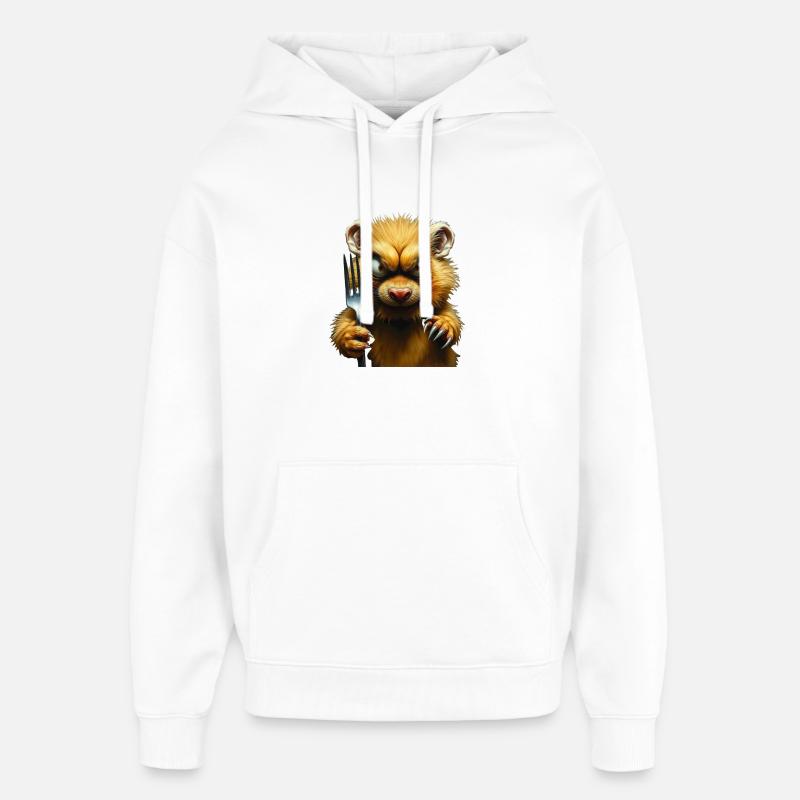 Horror-Hamster mit Gabel - Oversized Unisex Hoodie von Stanley/Stella - Weiß