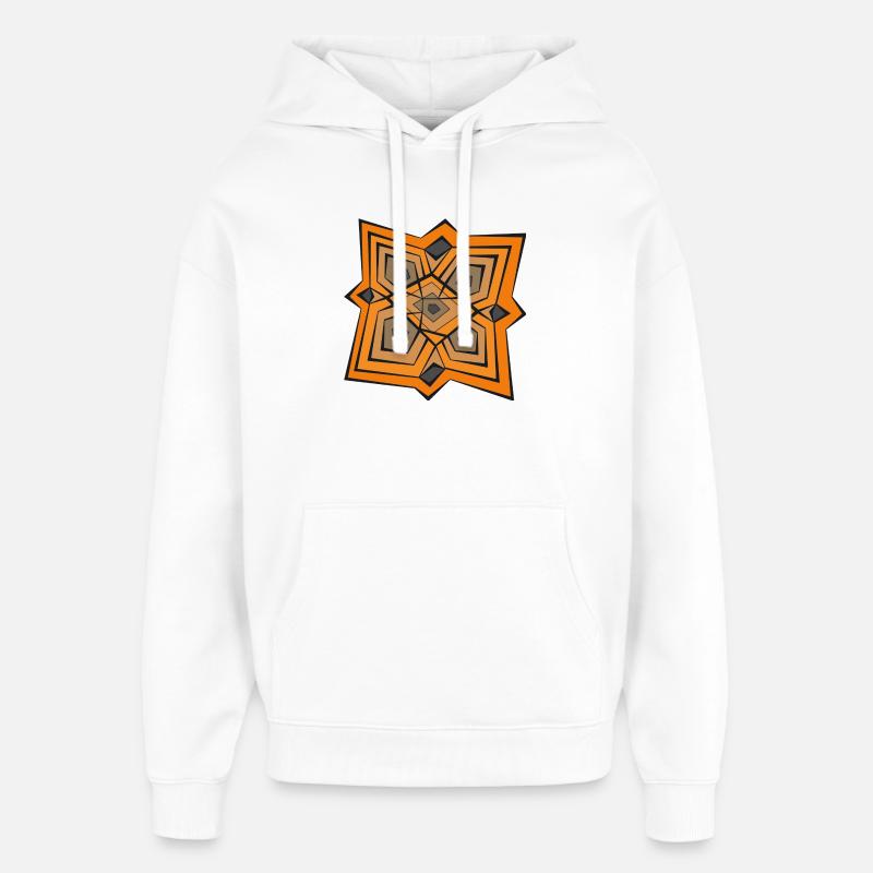 Mandala géométrique en oranges - Sweat à capuche unisexe Stanley/Stella Oversized - blanc