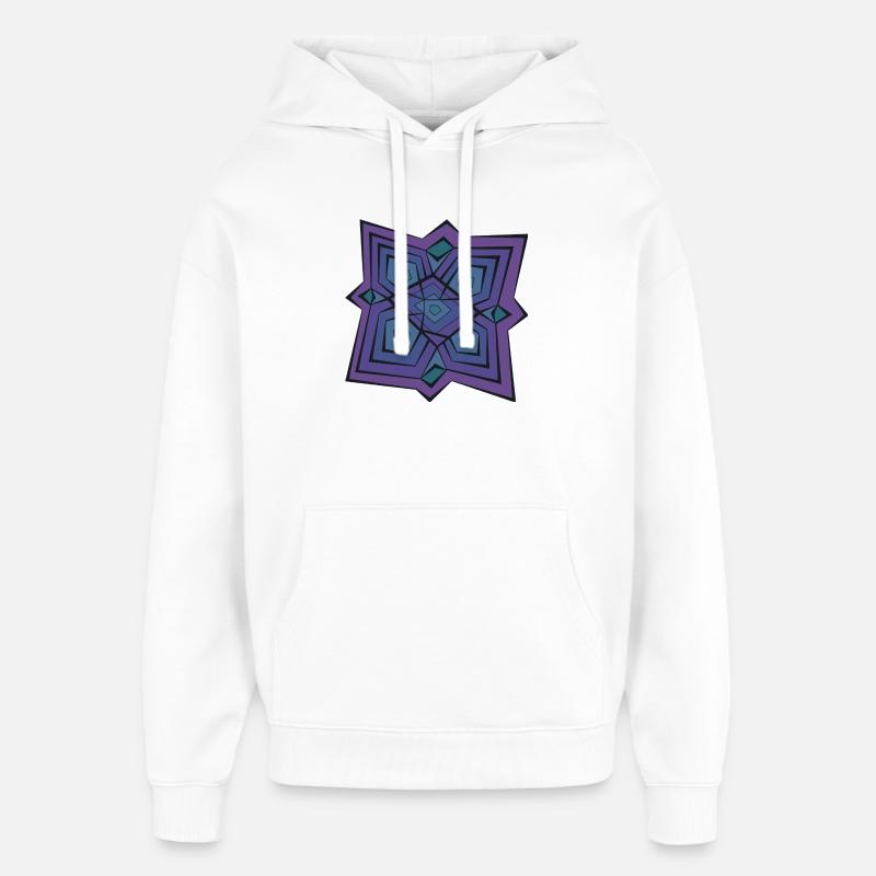 Mandala géométrique violet - Sweat à capuche unisexe Stanley/Stella Oversized - blanc