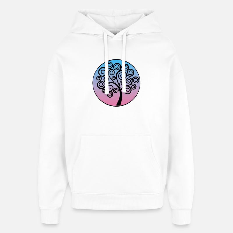 Arbre de vie spirale noir - Sweat à capuche unisexe Stanley/Stella Oversized - blanc