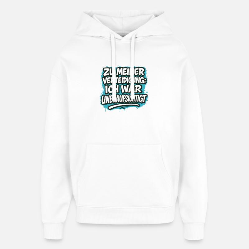 Pour ma défense, j’étais sans surveillance - Sweat à capuche unisexe Stanley/Stella Oversized - blanc
