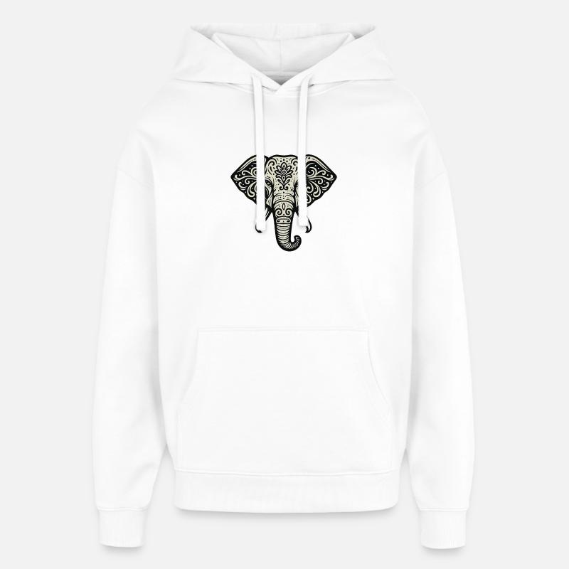 Ornement de mandala d’éléphant - Sweat à capuche unisexe Stanley/Stella Oversized - blanc