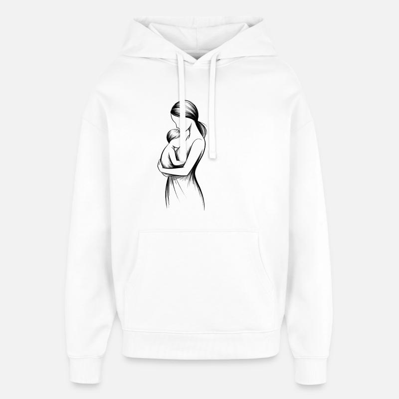 Schwarz-Weiß MutterKind Silhouette - Oversized Unisex Hoodie von Stanley/Stella - Weiß