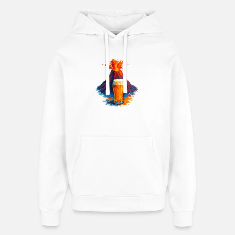 Vulkan Bière Art Aquarelles - Sweat à capuche unisexe Stanley/Stella Oversized - blanc