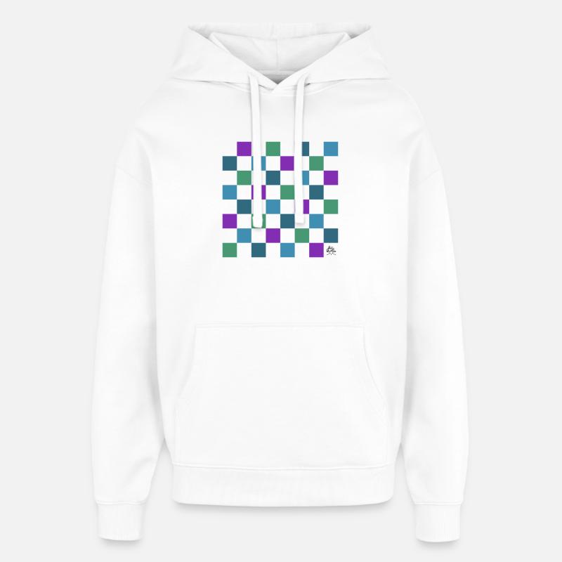 Échiquier - Design réalisé par Belly Buitton - Sweat à capuche unisexe Stanley/Stella Oversized - blanc
