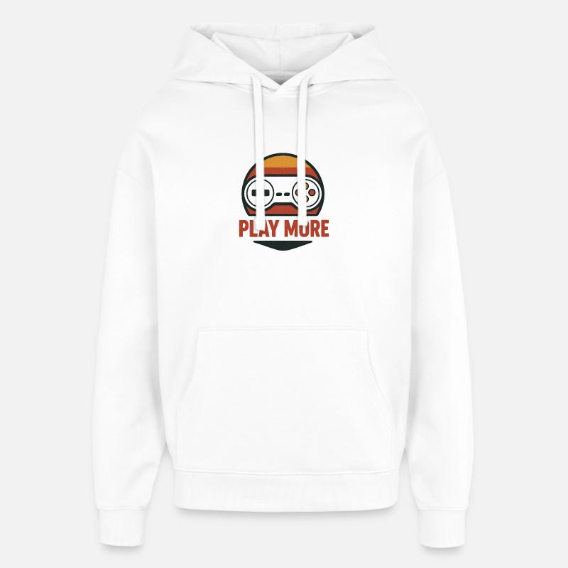 Retro Controller Motiv Play More - Oversized Unisex Hoodie by Stanley/Stella - white