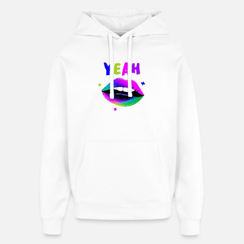 Regenbogen Lippenkunst YEAH Neon Kuss - Oversized Unisex Hoodie von Stanley/Stella - Weiß