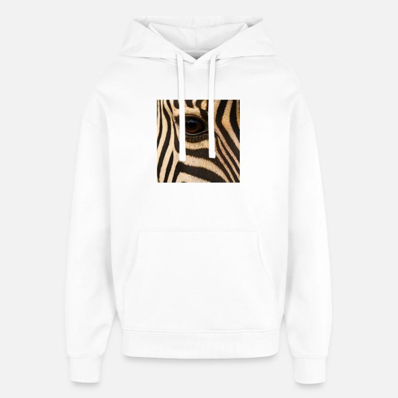 Animal - Zèbre, gros plan de l’œil - Sweat à capuche unisexe Stanley/Stella Oversized - blanc