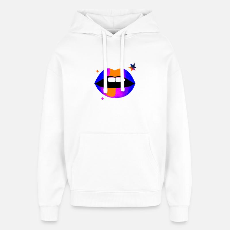 Neon Regenbogen Lippen - Oversized Unisex Hoodie von Stanley/Stella - Weiß
