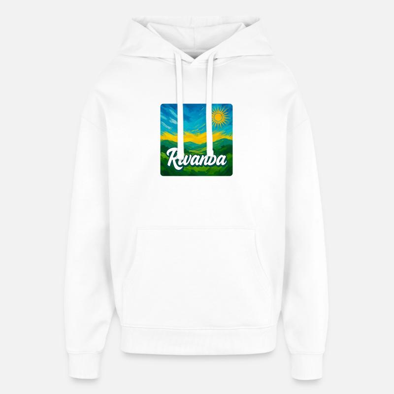 Rwanda – La beauté verte de l’Afrique - Sweat à capuche unisexe Stanley/Stella Oversized - blanc