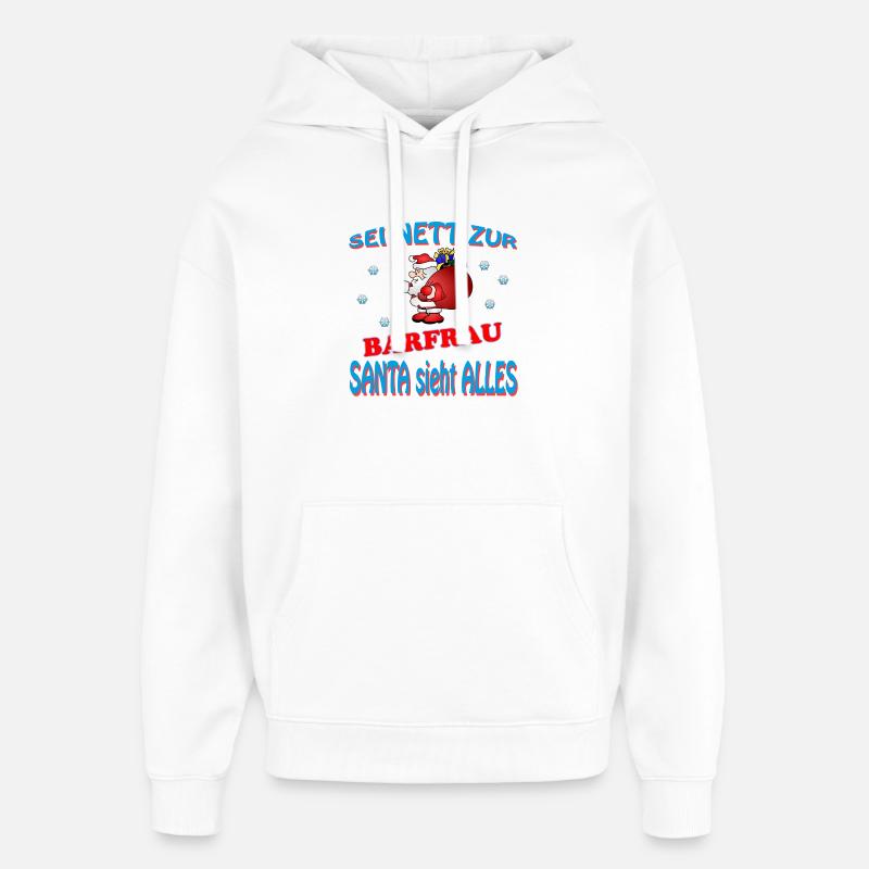 PÈRE NOËL BARMAID - Sweat à capuche unisexe Stanley/Stella Oversized - blanc