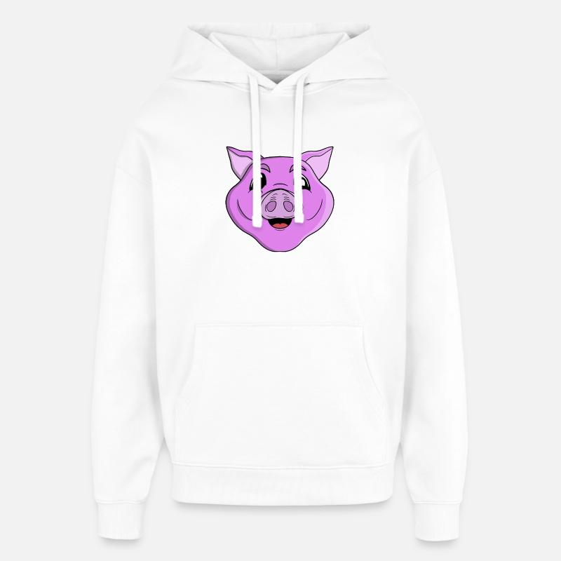 Sourire du cochon violet - Sweat à capuche unisexe Stanley/Stella Oversized - blanc