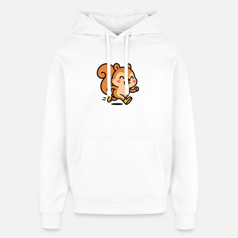 Écureuil heureux en cavale - Sweat à capuche unisexe Stanley/Stella Oversized - blanc