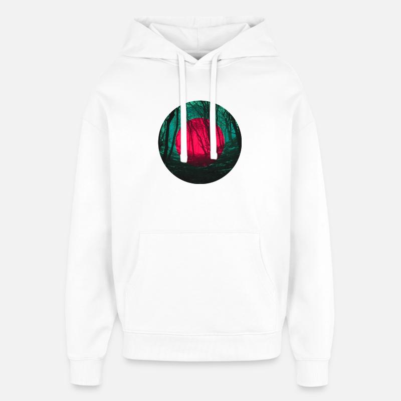 Éclipse de forêt - Sweat à capuche unisexe Stanley/Stella Oversized - blanc