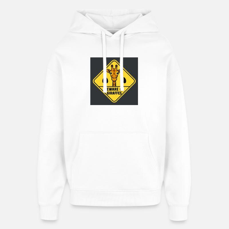 Panneau d’avertissement de la girafe - Sweat à capuche unisexe Stanley/Stella Oversized - blanc