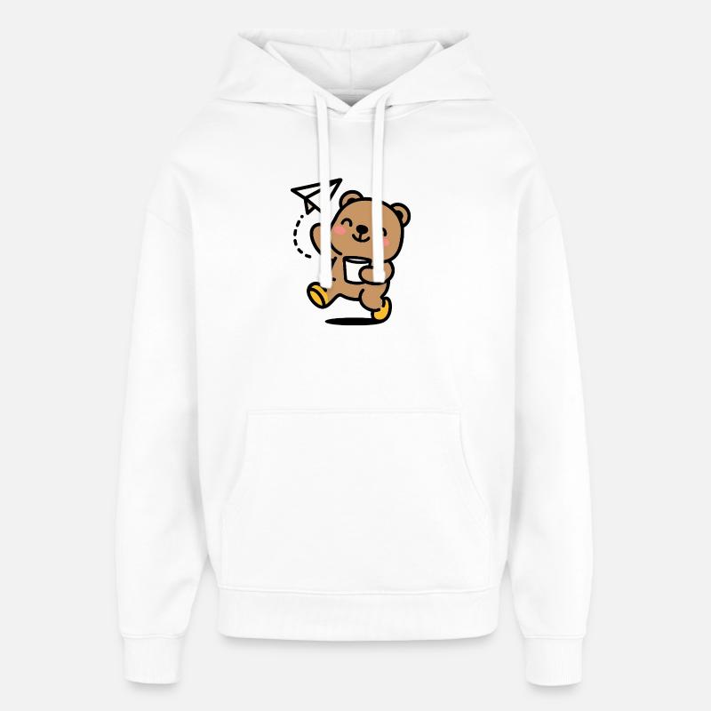 Glücklicher Teddybär mit Papierflieger - Oversized Unisex Hoodie von Stanley/Stella - Weiß