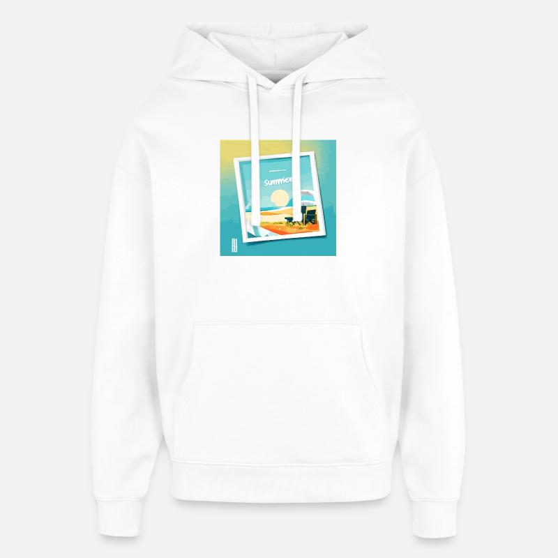 L’été à la plage - Sweat à capuche unisexe Stanley/Stella Oversized - blanc