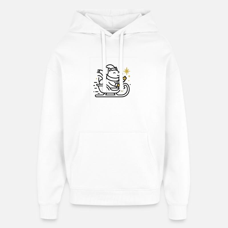 Souris de Noël sur traîneau - Sweat à capuche unisexe Stanley/Stella Oversized - blanc