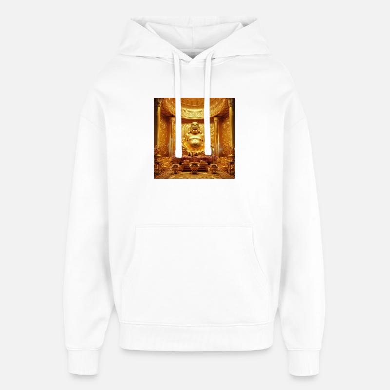 Temple de Bouddha Bitcoin doré - Sweat à capuche unisexe Stanley/Stella Oversized - blanc