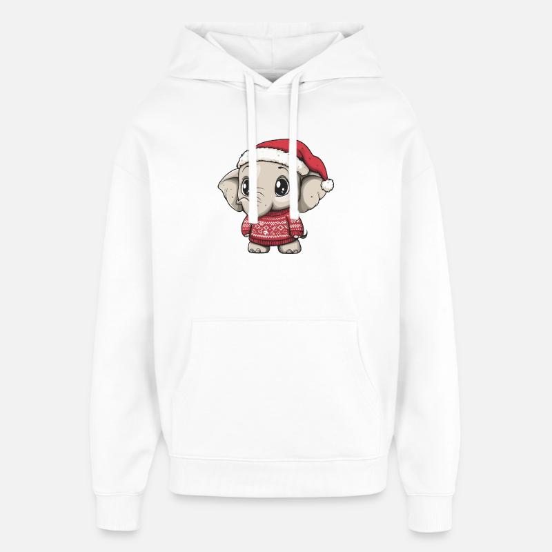 Noël des éléphants - Sweat à capuche unisexe Stanley/Stella Oversized - blanc