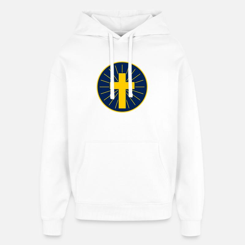 Croix Dorée Avec Rayons - Sweat à capuche unisexe Stanley/Stella Oversized - blanc