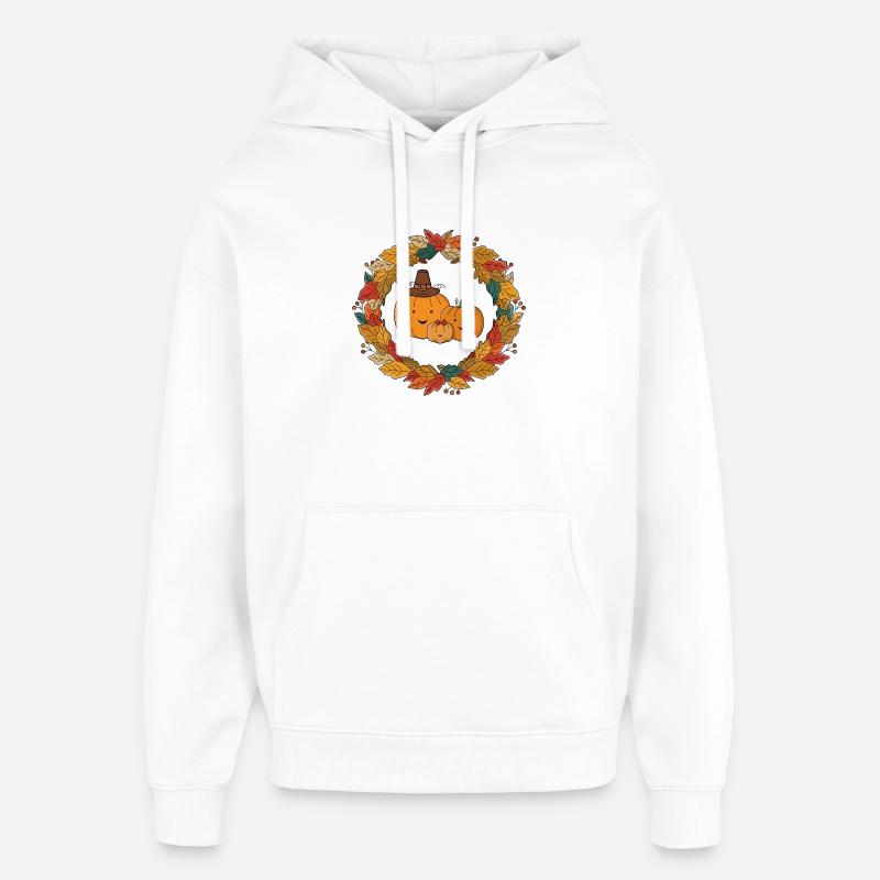 Couronne familiale de citrouille d’automne - Sweat à capuche unisexe Stanley/Stella Oversized - blanc
