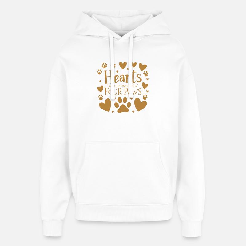 Cœurs sur Quatre Pattes Doré - Sweat à capuche unisexe Stanley/Stella Oversized - blanc