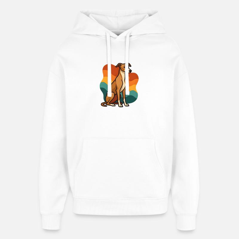 Chien lévrier en Chien Sunset - Sweat à capuche unisexe Stanley/Stella Oversized - blanc
