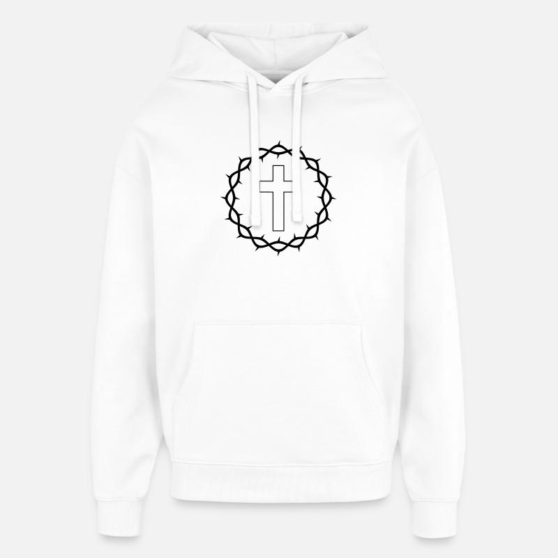 Croix et couronne d’épines - Sweat à capuche unisexe Stanley/Stella Oversized - blanc