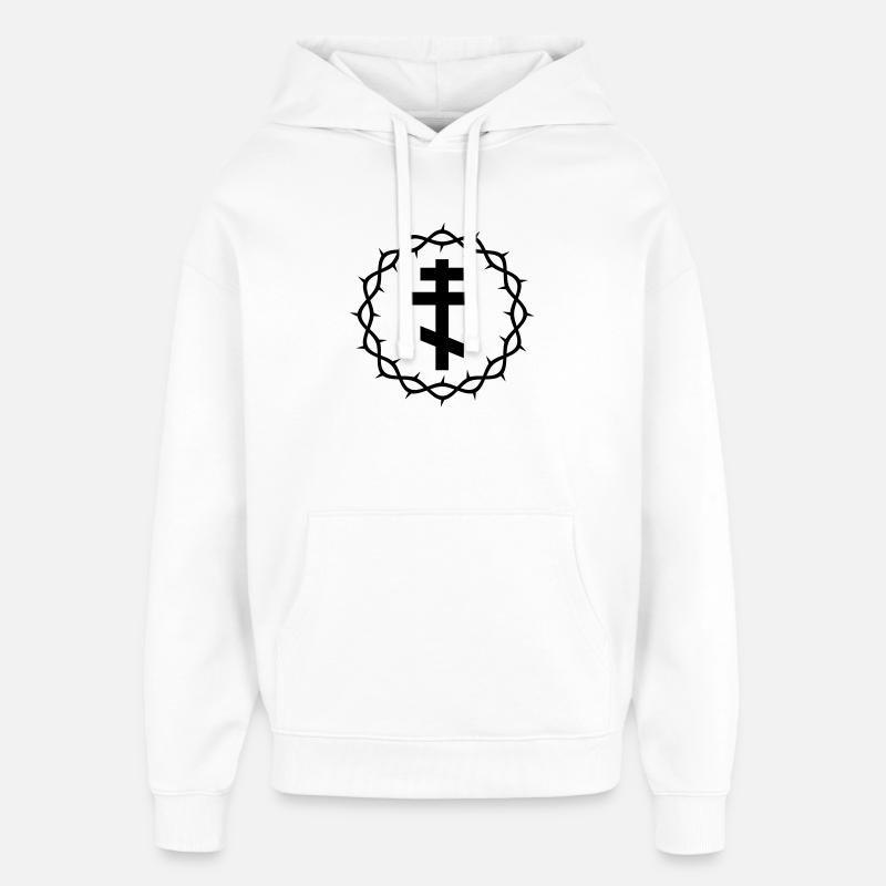 Croix orthodoxe et couronne d’épines - Sweat à capuche unisexe Stanley/Stella Oversized - blanc
