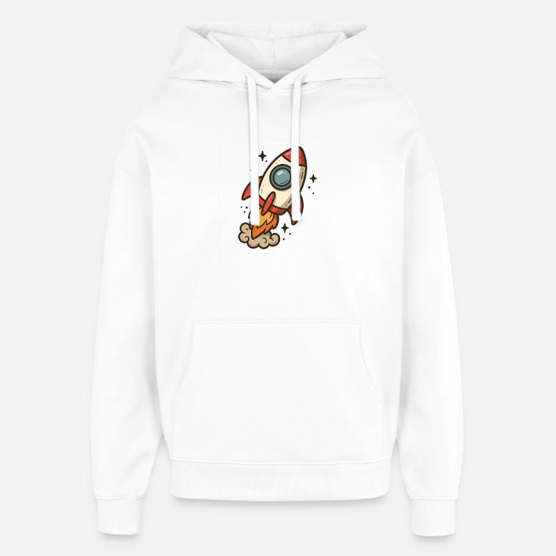 Fusée cartoon spatiale - Sweat à capuche unisexe Stanley/Stella Oversized - blanc