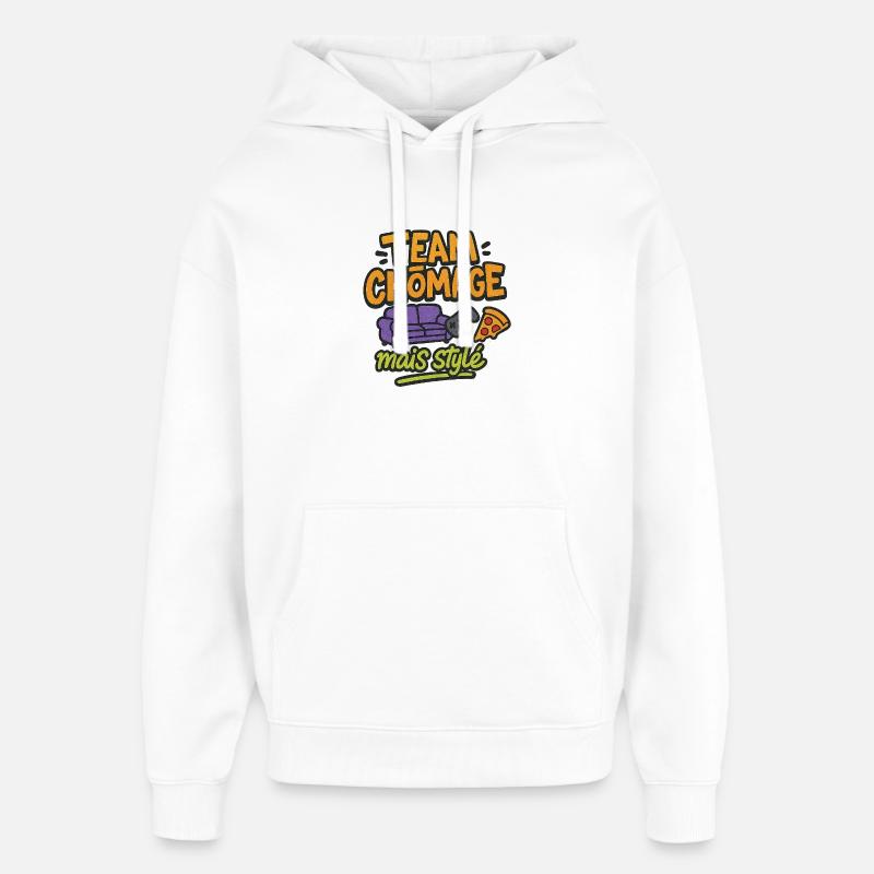 Team chomage mais stylé - Sweat à capuche unisexe Stanley/Stella Oversized - blanc