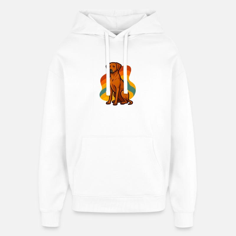 Chien rétro rhodésien Ridgeback - Sweat à capuche unisexe Stanley/Stella Oversized - blanc