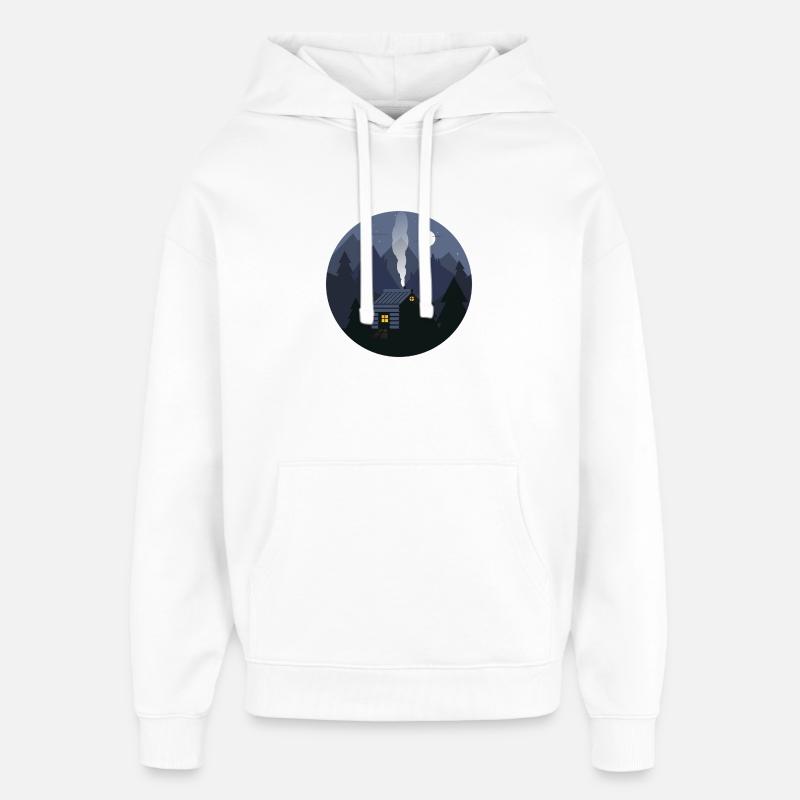 Cabane Nightfall à Pines - Sweat à capuche unisexe Stanley/Stella Oversized - blanc