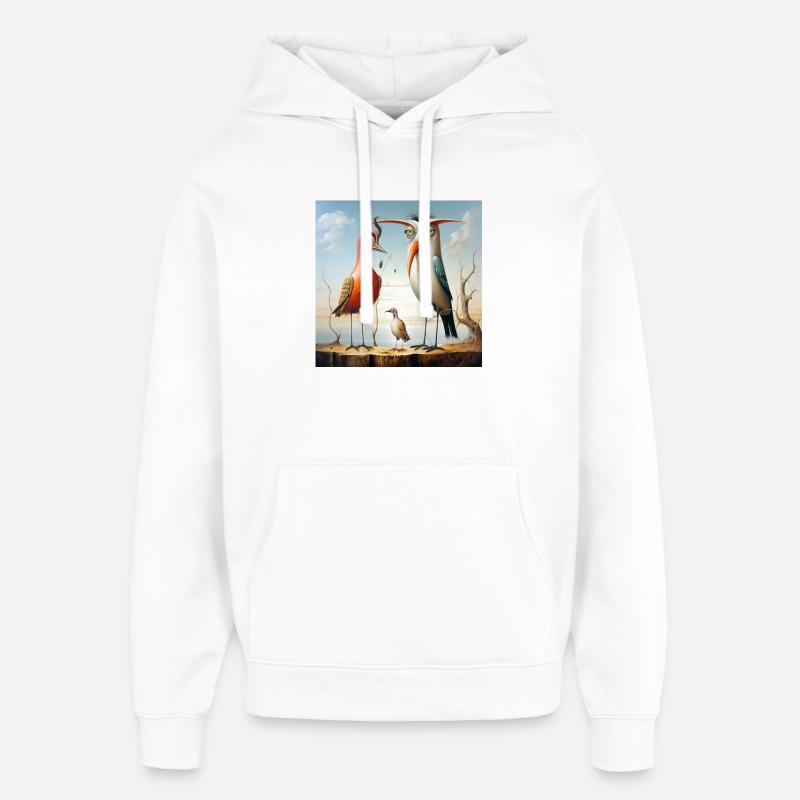 Duo volant sur la plage côtière - Sweat à capuche unisexe Stanley/Stella Oversized - blanc