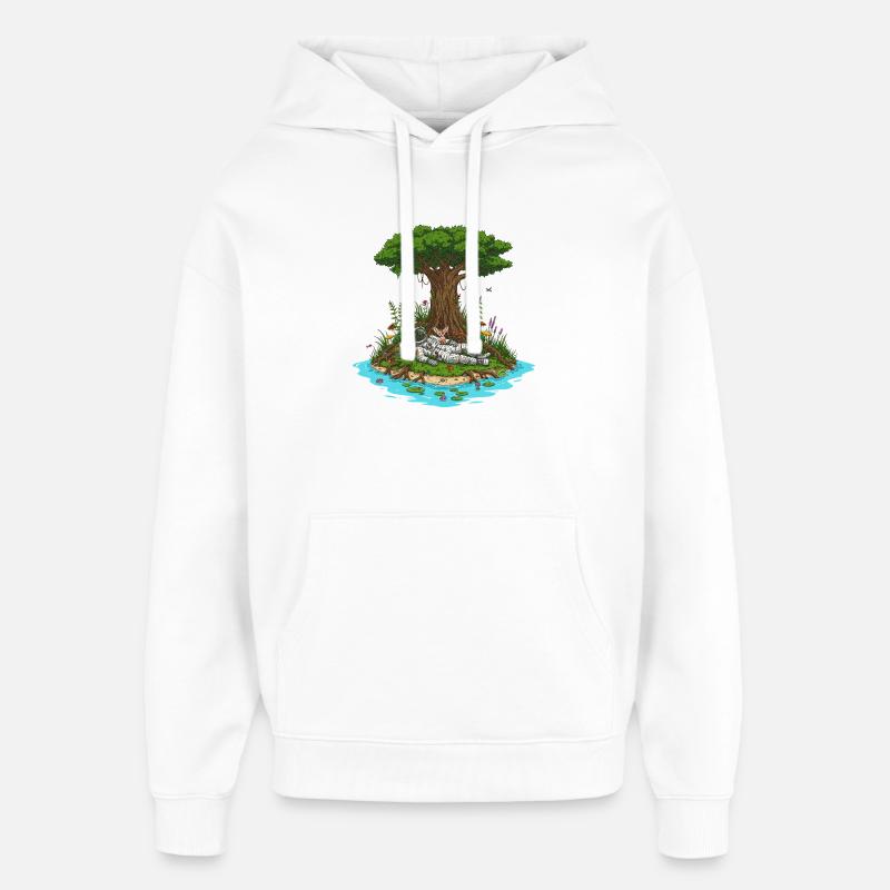 Astronaute Chien Île Dreamscape - Sweat à capuche unisexe Stanley/Stella Oversized - blanc