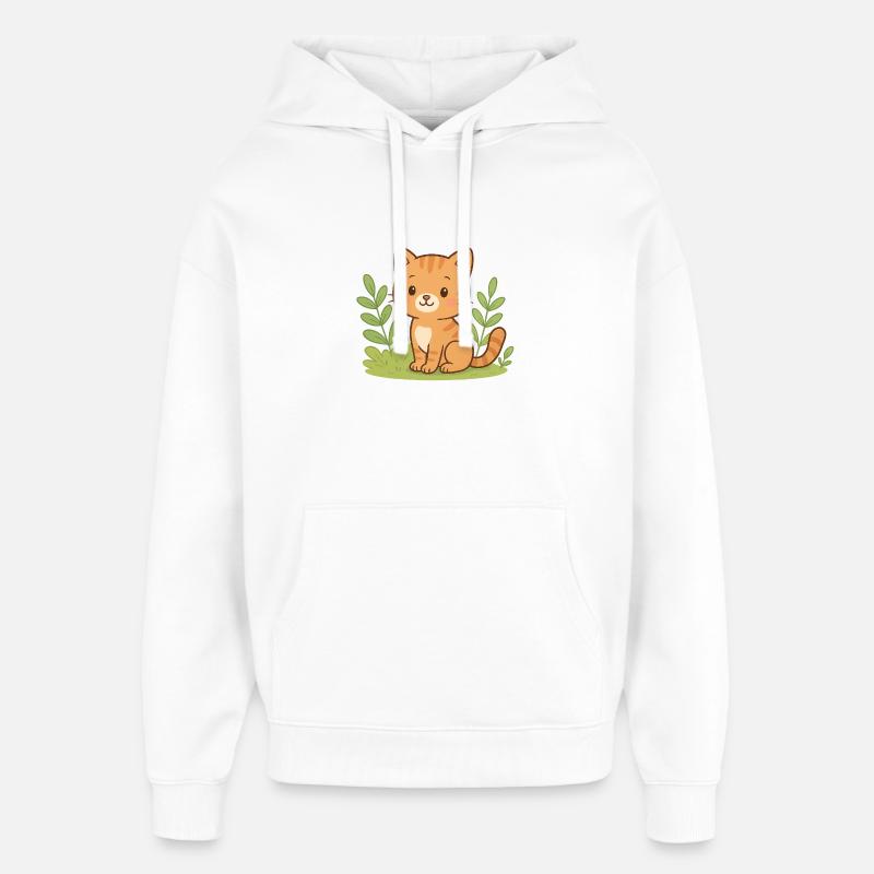 Chaton câlin dans le vert - Sweat à capuche unisexe Stanley/Stella Oversized - blanc