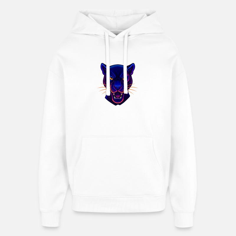 Tête de panthère néon - Sweat à capuche unisexe Stanley/Stella Oversized - blanc