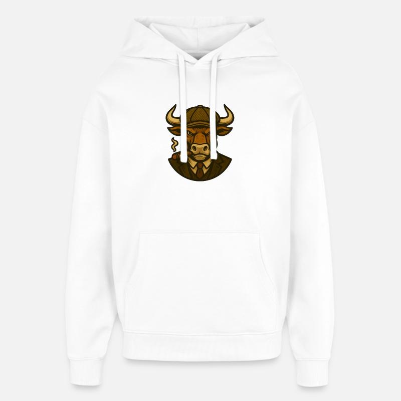 Taureau en costume avec cigare - Sweat à capuche unisexe Stanley/Stella Oversized - blanc