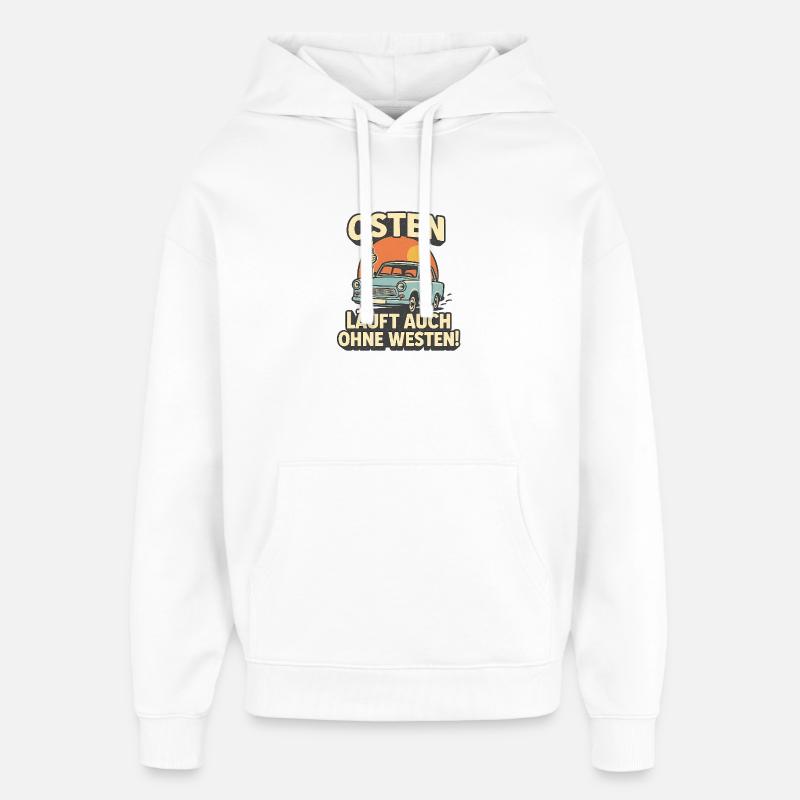 L’Est court même sans l’Ouest - Sweat à capuche unisexe Stanley/Stella Oversized - blanc