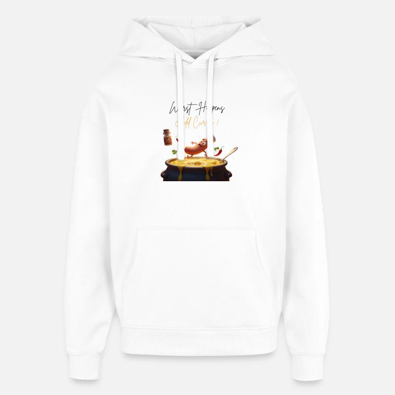 Sausage arrive, ajoutez du curry ! - Sweat à capuche unisexe Stanley/Stella Oversized - blanc