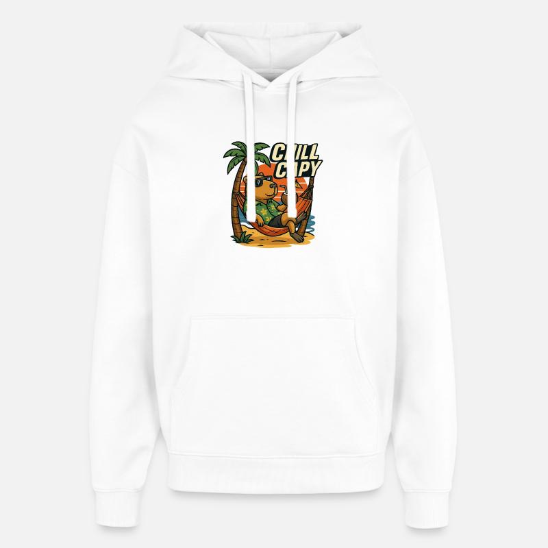 Chill Capy – Capybara de plage - Sweat à capuche unisexe Stanley/Stella Oversized - blanc