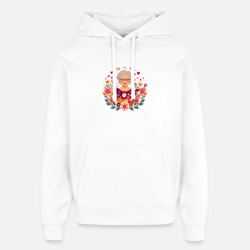 Maman Florale - Sweat à capuche unisexe Stanley/Stella Oversized - blanc