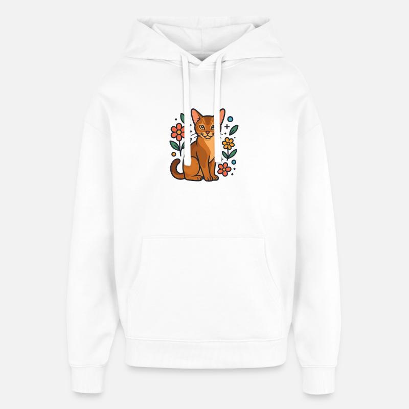 Chat abyssin parmi les fleurs d’été - Sweat à capuche unisexe Stanley/Stella Oversized - blanc