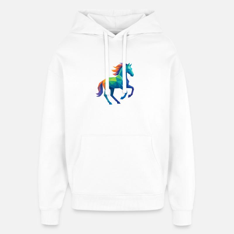 Buntes Low-Poly Pferd - Reiten - Oversized Unisex Hoodie von Stanley/Stella - Weiß