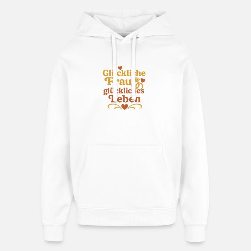 Femme heureuse, vie heureuse - Sweat à capuche unisexe Stanley/Stella Oversized - blanc