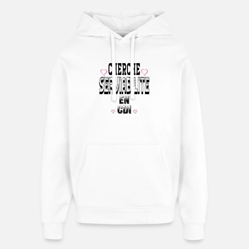 Cherche Serviabilité en CDI - Sweat à capuche unisexe Stanley/Stella Oversized - blanc