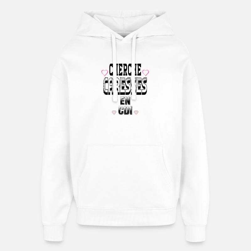Cherche Caresses en CDI - Sweat à capuche unisexe Stanley/Stella Oversized - blanc