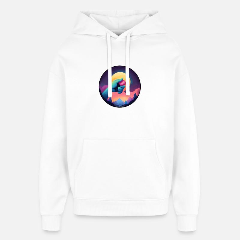 Main bleue tenant un jeton  - Sweat à capuche unisexe Stanley/Stella Oversized - blanc
