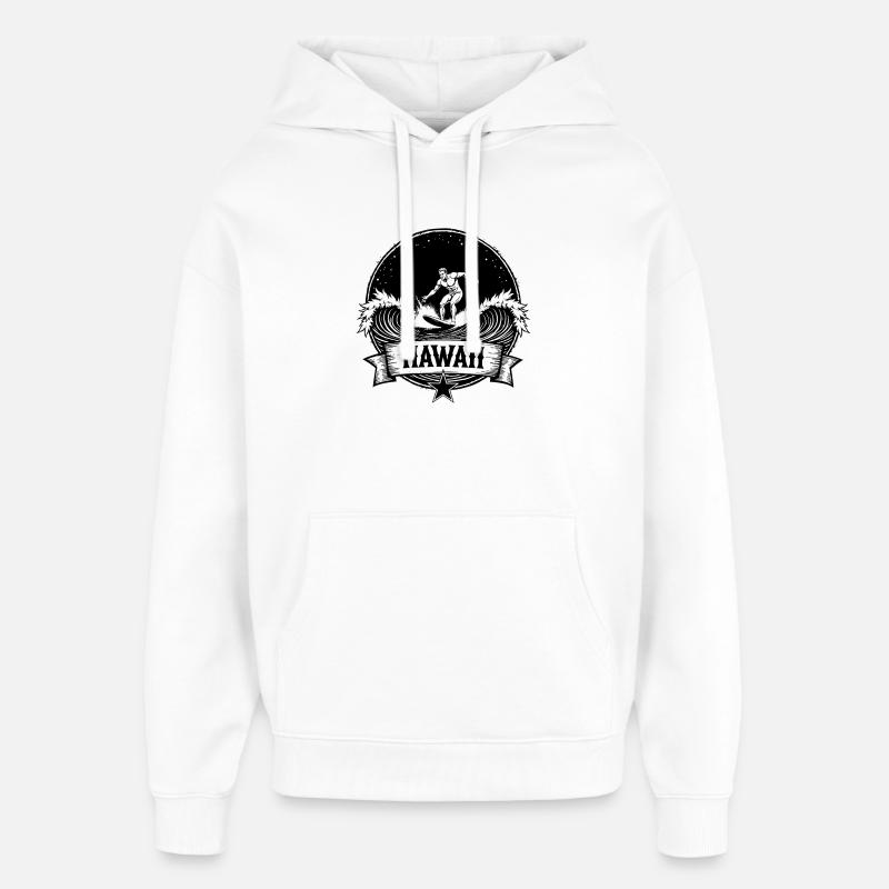 Hawaii Surfer Surfer sur Pacific Wave - Sweat à capuche unisexe Stanley/Stella Oversized - blanc